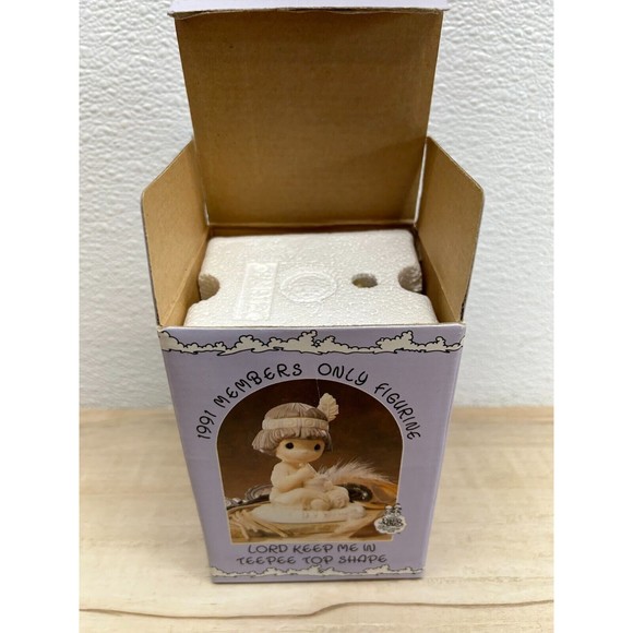 1991 Enesco Precious Moments "Lord Keep In Teepee Top Shape" Porcelain Figurine - Picture 9 of 12